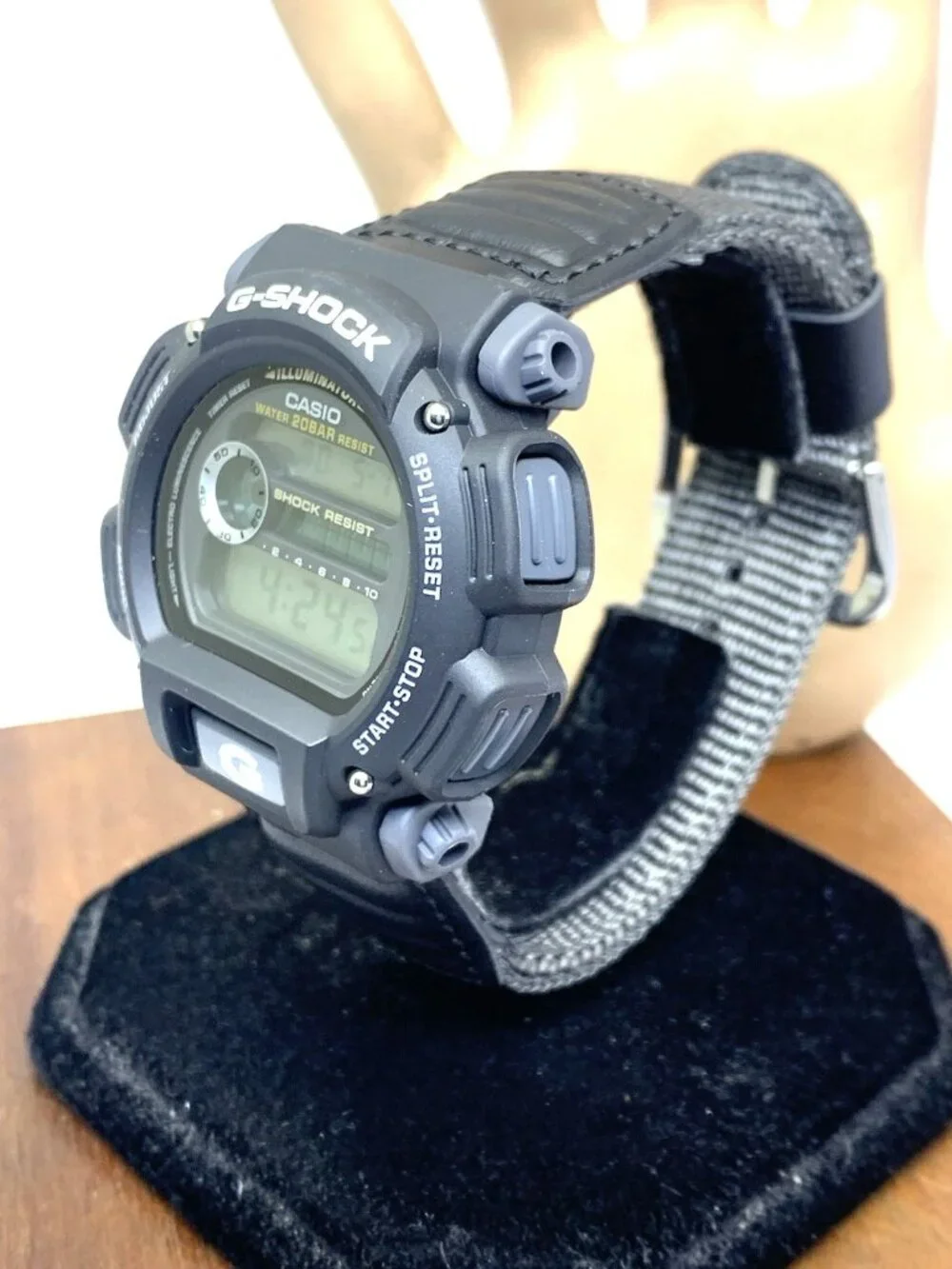 Casio Men's Watch G-Shock DW9052 Black Resin Gray Nylon Digital 44mm Sport 3232